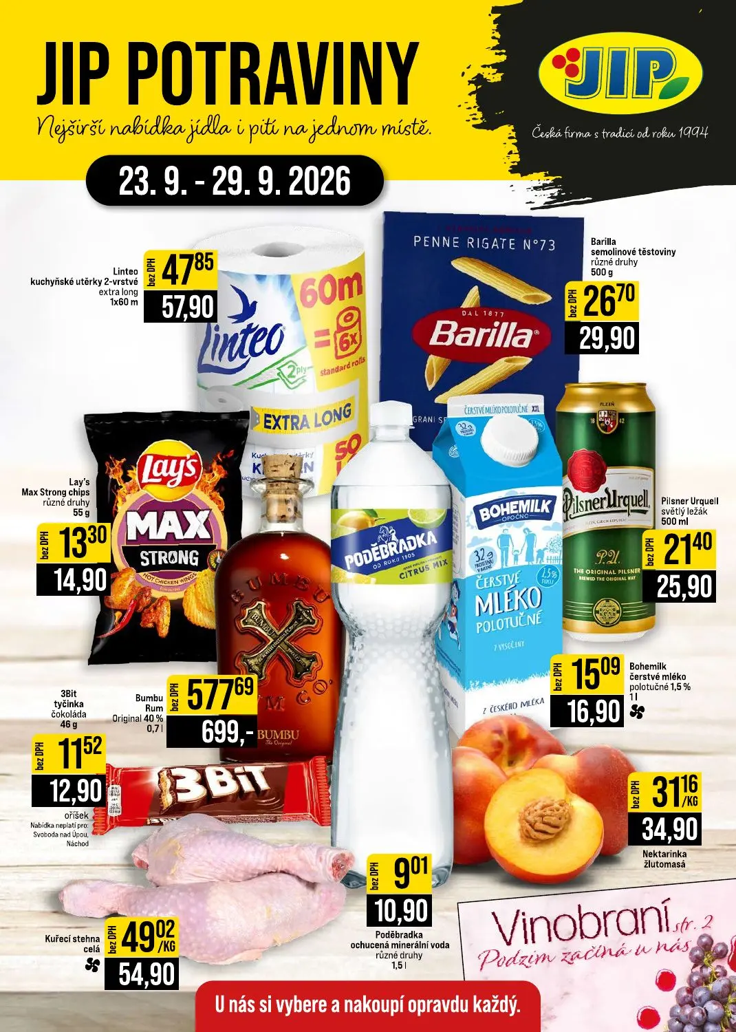 Leták JIP potraviny (České Budějovice, Most, Náchod, Sušice, Svoboda nad Úpou)