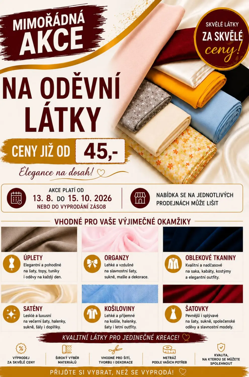 AKČNÍ NABÍDKA ODĚVNÍCH A BYTOVÝCH LÁTEK