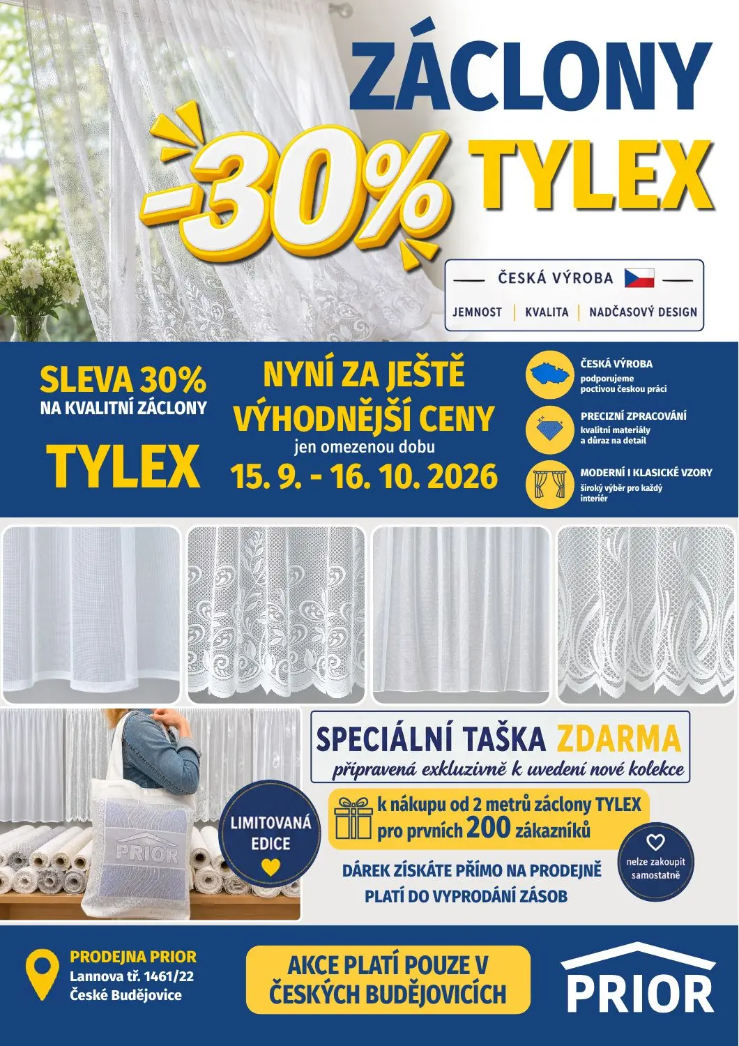 AKČNÍ NABÍDKA ZÁCLON TYLEX ČESKÉ BUĚJOVICE