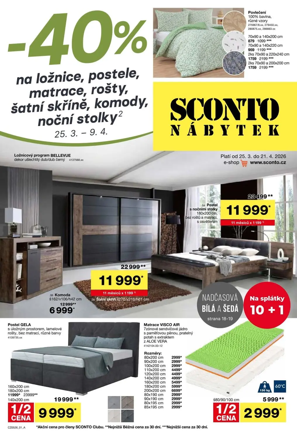 40% na ložnice, postele, matrace, rošty, šatní skříně, komody, noční stolky