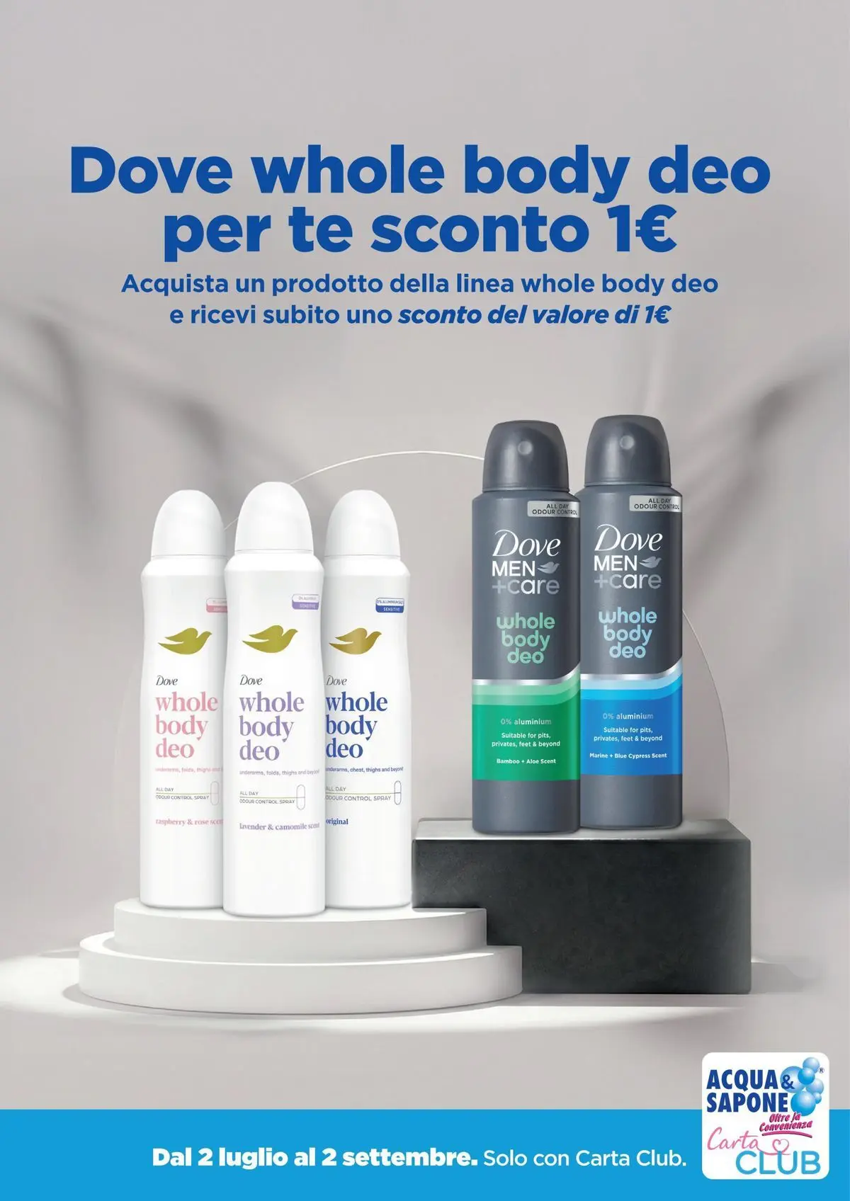 Dove whole body deo per te sconto 1euro