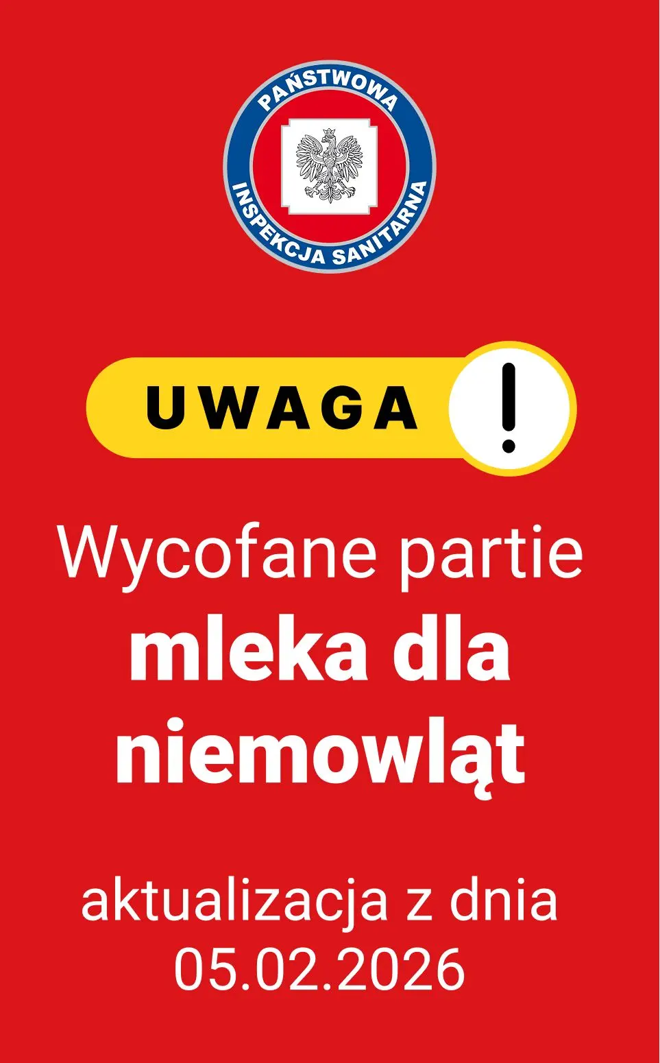 Wycofane mleko dla niemowląt