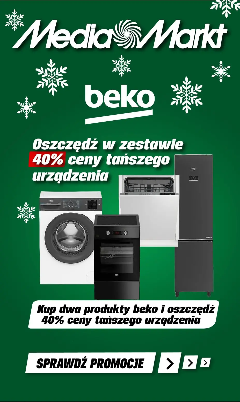 Kup dwa produkty Beko i oszczędź 40% ceny tańszego produktu!